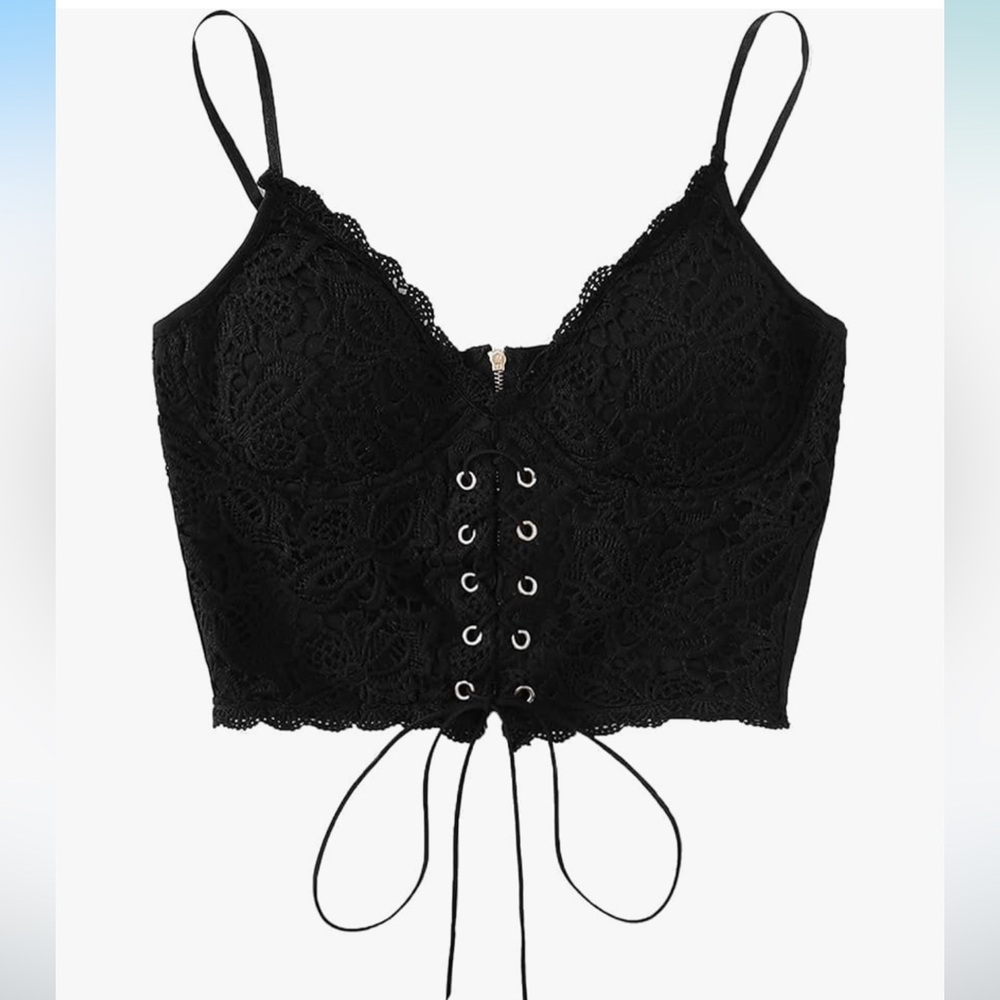 Elegant Black Lace Crop Top